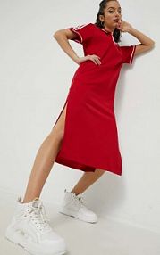 Sukienka midi adidas Originals  czerwona HM2619