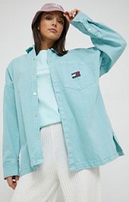 Koszula jeansowa Tommy Jeans  turkusowa DW0DW15025.PP