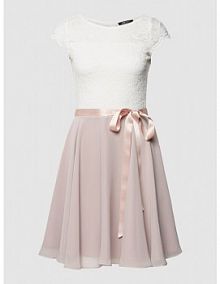 Sukienka koktajlowa z koronkowym obszyciem Swing różowa EAN 5AE07300