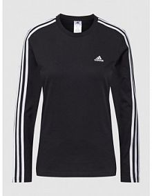 Bluzka z długim rękawem z charakterystycznymi dla marki paskami w kontrastowym kolorze ADIDAS SPORTSWEAR czarna damska EAN HF7261