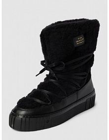 Buty sznurowane z futerkiem Gant czarne damskie