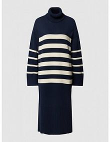 Sukienka z dzianiny z wywijanym kołnierzem Gant granatowa EAN 4502051