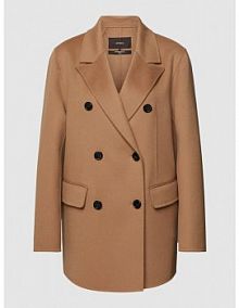 Kurtka z żywej wełny z kołnierzem z połami Windsor brązowa damska EAN 30034936