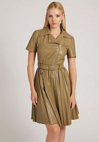 Sukienka ze skóry syntetycznej  zielona Guess