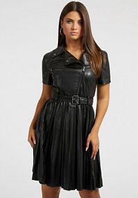 Sukienka ze skóry syntetycznej  czarna Guess