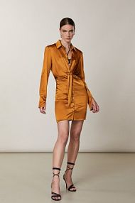 Mini sukienka szmizjerka brązowa Patrizia Pepe