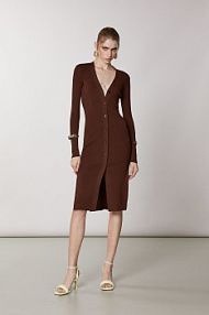 Płaszcz kardigan z mieszanki wiskozy brązowa Patrizia Pepe