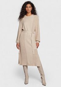 Sukienka dzianinowa Moss Copenhagen beżowa 