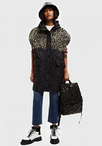 Ponczo Desigual czarne Animal Babio 22WAIA27  Relaxed Fit