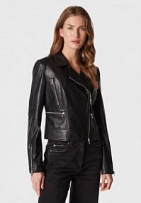 Kurtka skórzana Marc Aurel czarna damska Z imitacji skóry