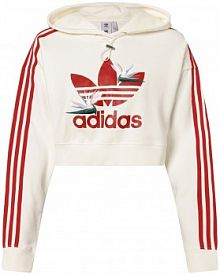Bluza z kapturem beżowa/czerwona adidas Originals damska