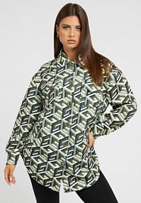 Koszula z materiału scuba z logo g cube  zielona Guess