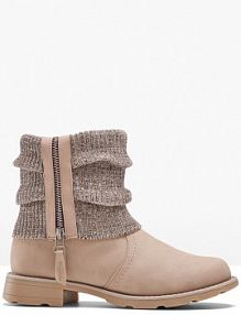 Botki z dzianinową wstawką  damskie Bonprix