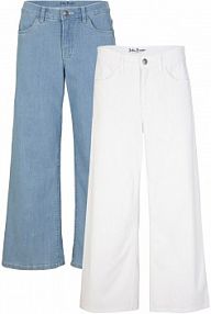 Dżinsy rybaczki ze stretchem (2 pary)  damskie Bonprix