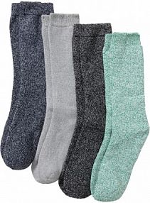 Skarpety ocieplane z frotte (4 pary), z bawełny organicznej  damskie Bonprix