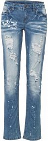 Dżinsy Straight mid waist, z nadrukiem  damskie Bonprix