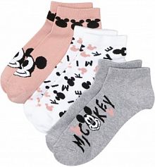 Krótkie skarpetki Myszka Miki (3 pary)  damskie Bonprix