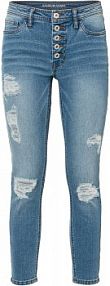 Krótsze dżinsy z ozdobnymi przetarciami  damskie Bonprix