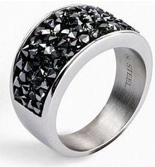 Pierścionek ze stali szlachetnej z kryształami  Bonprix