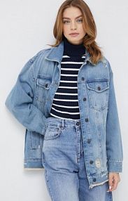 Kurtka jeansowe Sisley  niebieska damska 27WDLN00P.901