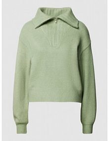 Sweter z dzianiny z krótkim zamkiem błyskawicznym moves turkusowy damski EAN 213342579