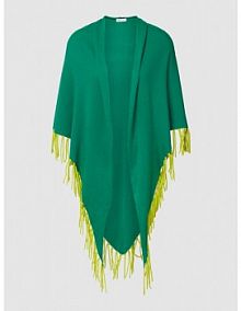 Ponczo z frędzlami herzensangelegenheit zielone EAN 25231-5000