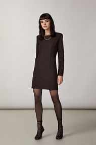 Elastyczna sukienka mini z mieszanki wełny brązowa Patrizia Pepe