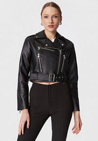 Kurtka skórzana Calvin Klein Jeans czarna damska Z imitacji skóry