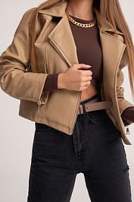 Kurtka skórzana DeeZee beżowa damska