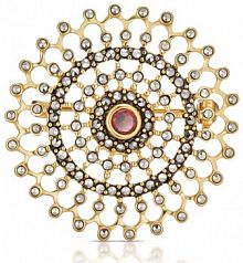 Broszka W.KRUK srebrna granatowa różowa Srebro 925, Markasyt, granat SVL/BS077Z