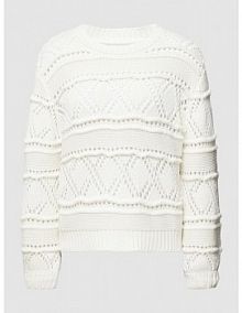 Sweter z dzianiny z ażurowym wzorem model Cottana moves biały damski EAN 218962687