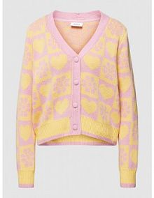 Kurtka z dzianiny z dekoltem w serek model Jaqline moves różowa damska EAN 218352685