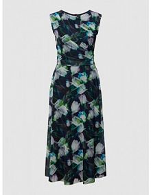 Sukienka koktajlowa z wzorem kwiatowym Swing niebieska EAN 5AE10500
