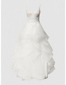 Suknia ślubna z detalami z koronki luxuar biała EAN 3488-B-P