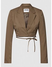 Żakiet krótki z ozdobną tasiemką model THEA Noisy May oliwkowy EAN 27024906
