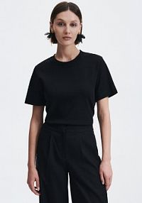 T-shirt regular z merceryzowanej bawełny Reserved czarny damski 2292T-99X
