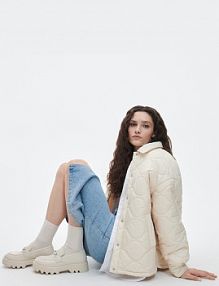 Mokasyny na grubej podeszwie Reserved beżowe damskie 7454S-01X