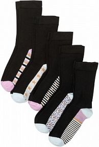 Skarpety z nieuciskającym ściągaczem (5 par), bawełna organiczna  damskie Bonprix