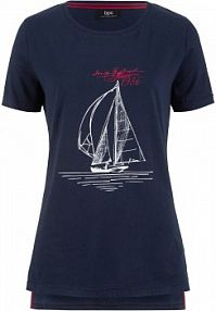 T-shirt bawełniany z rozcięciem z boku i nadrukiem  damski Bonprix