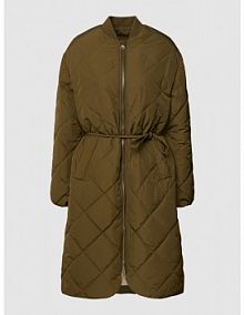 Płaszcz z prążkowanym, okrągłym dekoltem LANIUS oliwkowy damski EAN 123 13484-00