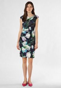 Sukienka wieczorowa Kobiety Sztuczne włókno niebieska/zielona wzorzysty 46 Swing
