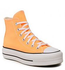 Półbuty na koturnie Converse pomarańczowe
