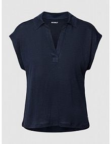 Top lniany z kołnierzykiem polo ECOALF niebieski damski EAN GATSBRAGA0128WS23