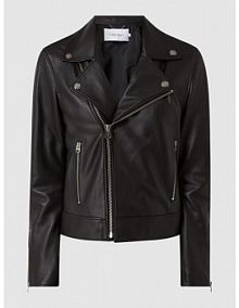 Kurtka skórzana w stylu Biker Calvin Klein czarna damska EAN K20K202057