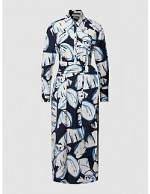 Długa sukienka z wiązanym paskiem LUISA CERANO granatowa EAN 778366 3473