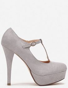 Szare czółenka z Paskiem na Platformie Leyli Renee