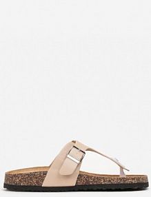 Beżowe japonki z Szerokim Paskiem z Klamerką Tremeda Renee damskie