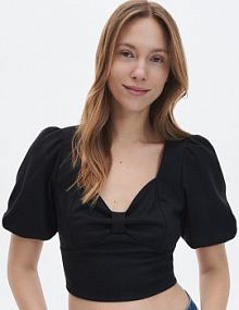 Bluzka z ozdobnym dekoltem Reserved czarna damska 2447T-99X