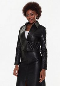 Kurtka skórzana Calvin Klein czarna damska 