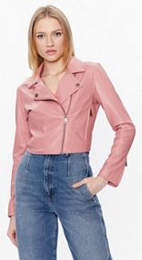 Kurtka skórzana TWINSET różowa damska Z imitacji skóry